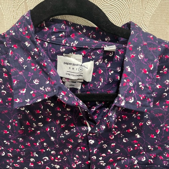 NEW MEN'S PAPER DENIM AND CLOTH LONG SLEEVE FLORAL BUTTON UP SHIRT - Picture 4 of 9